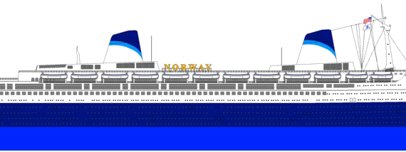 Корабль SS Norway [ex SS France Ocean Liner] (1980) - чертежи, габариты, рисунки